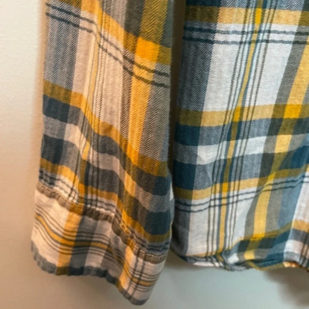 The North Face Mens Plaid‎ Button Down Shirt Yellow Blue Medium
